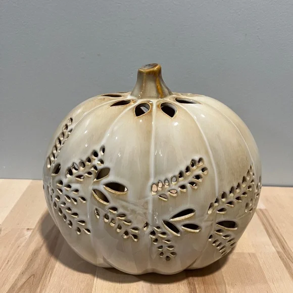 Hobby Lobby Cream Ceramic Pumpkin Decor - Picture 1 of 4